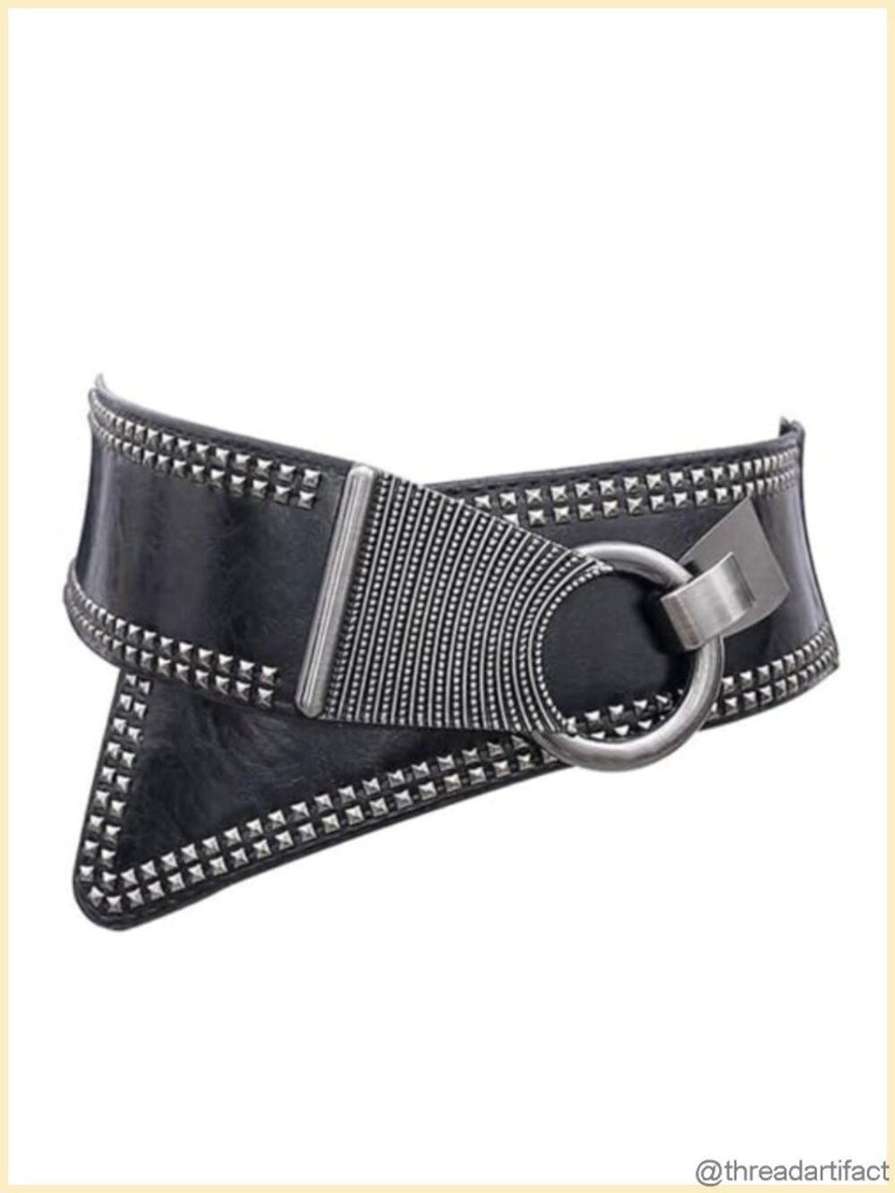 Metal Round Buckle Wide Stretch Waistband Belt Corset Band